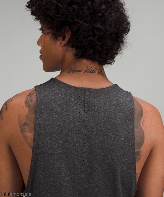 Lululemon Deutschland DELULU986 | Schwarz Meliertes Texturiertes Trainings-tanktop